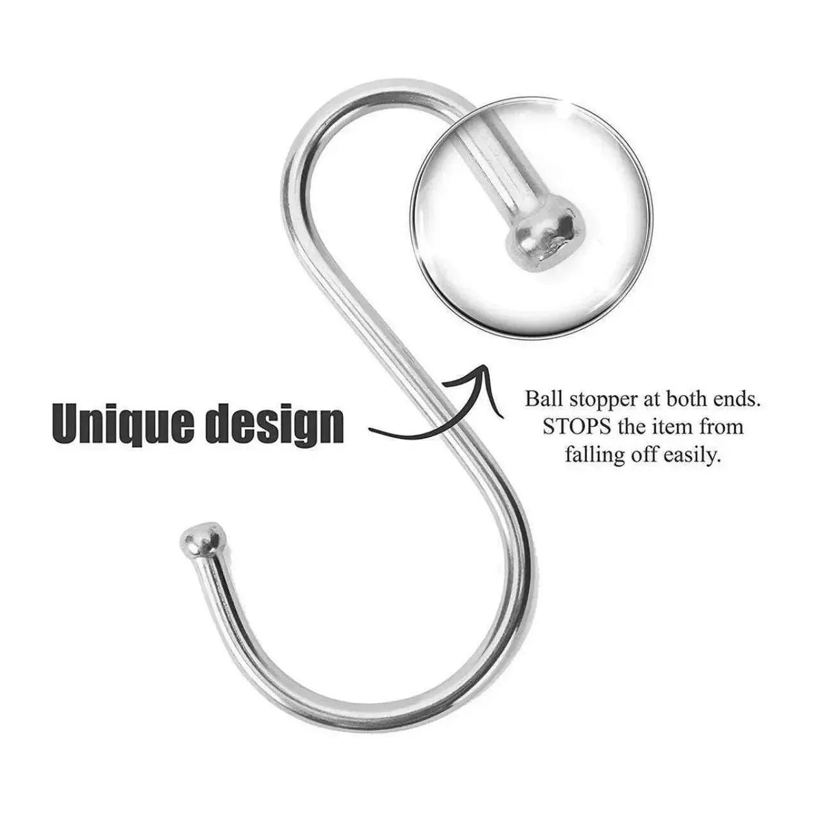 7cm Stainless Steel S Shape Hooks Kitchen Hanger Rack Clothes Hanging Plant Holders - 10PCS