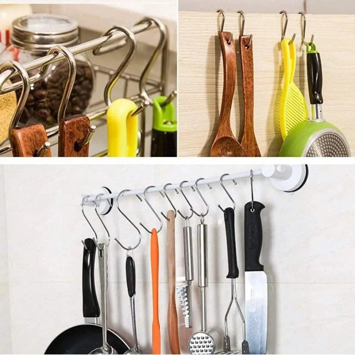 7cm Stainless Steel S Shape Hooks Kitchen Hanger Rack Clothes Hanging Plant Holders - 20PCS