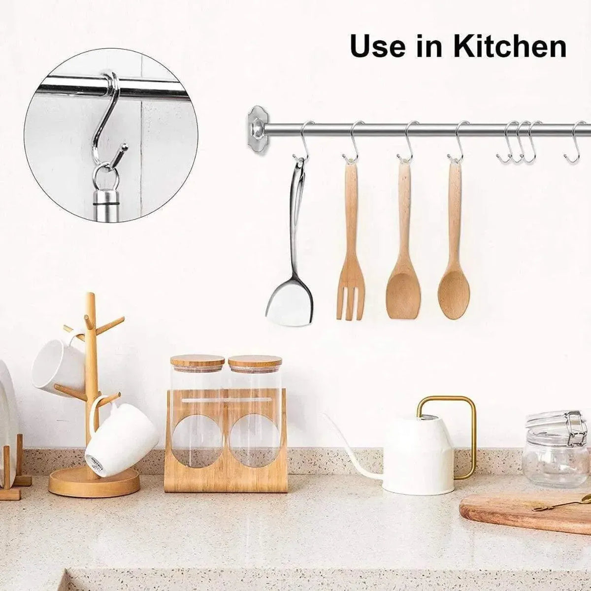 7cm Stainless Steel S Shape Hooks Kitchen Hanger Rack Clothes Hanging Plant Holders - 20PCS