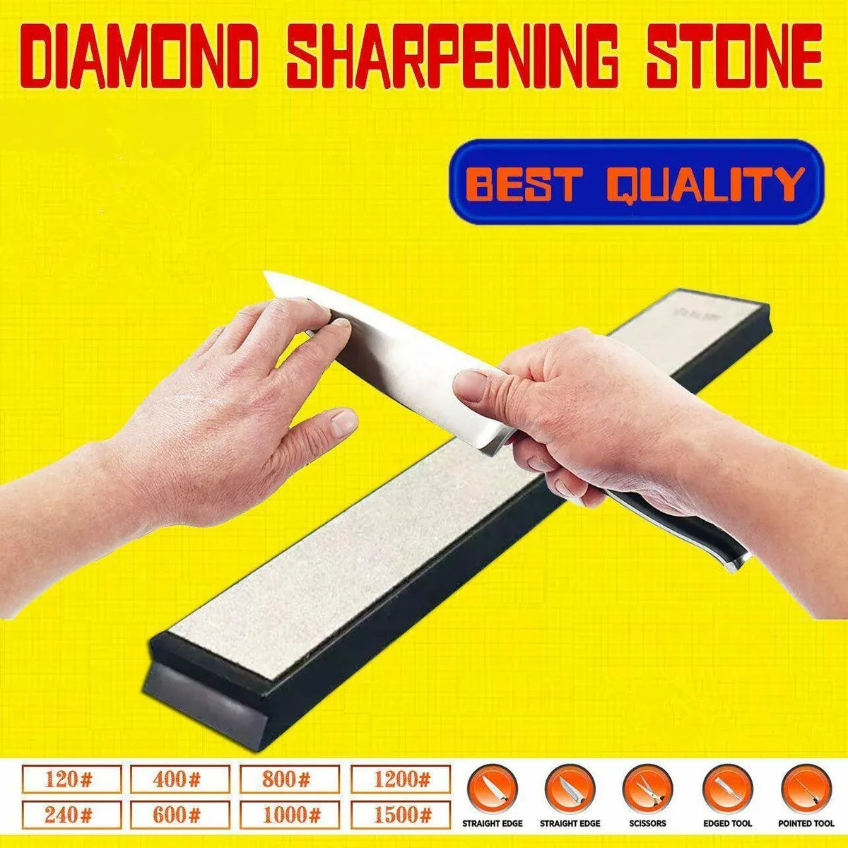 Diamond Whetstone Grit Tool for Knife Sharpening - Kitchen Edge Honing Stone - 1500#