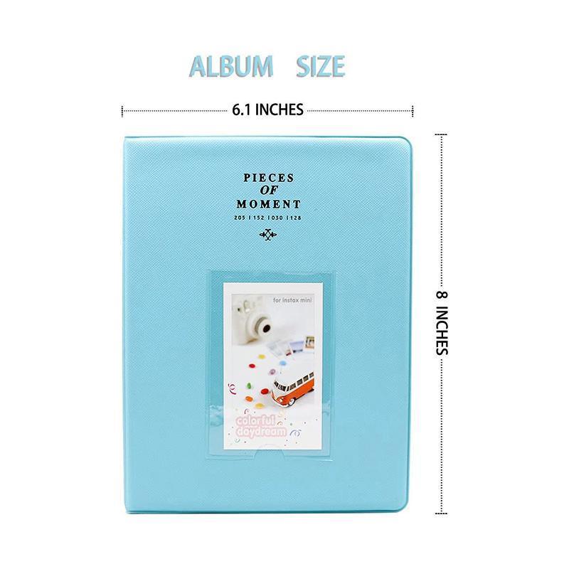 128 Pockets Album Case Storage For Polaroid Photo FujiFilm Camera Film - Lake Blue