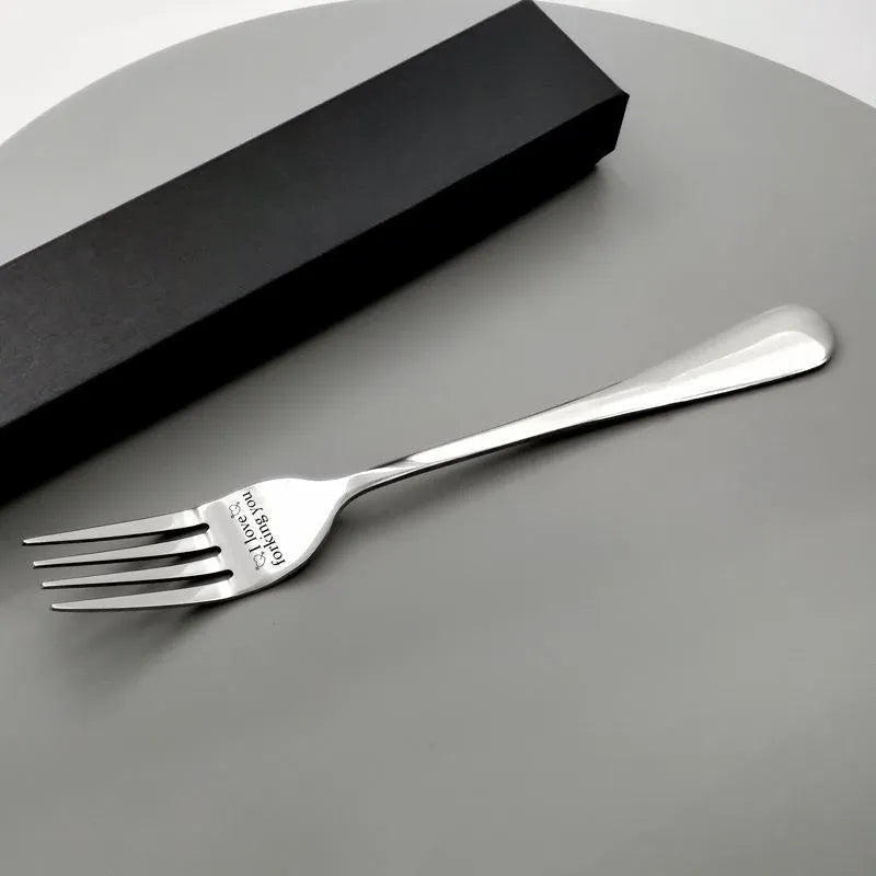 Engraved Stainless Steel Fork with Gift Box Love Message Utensil for Couples Present - A.I forking love you
