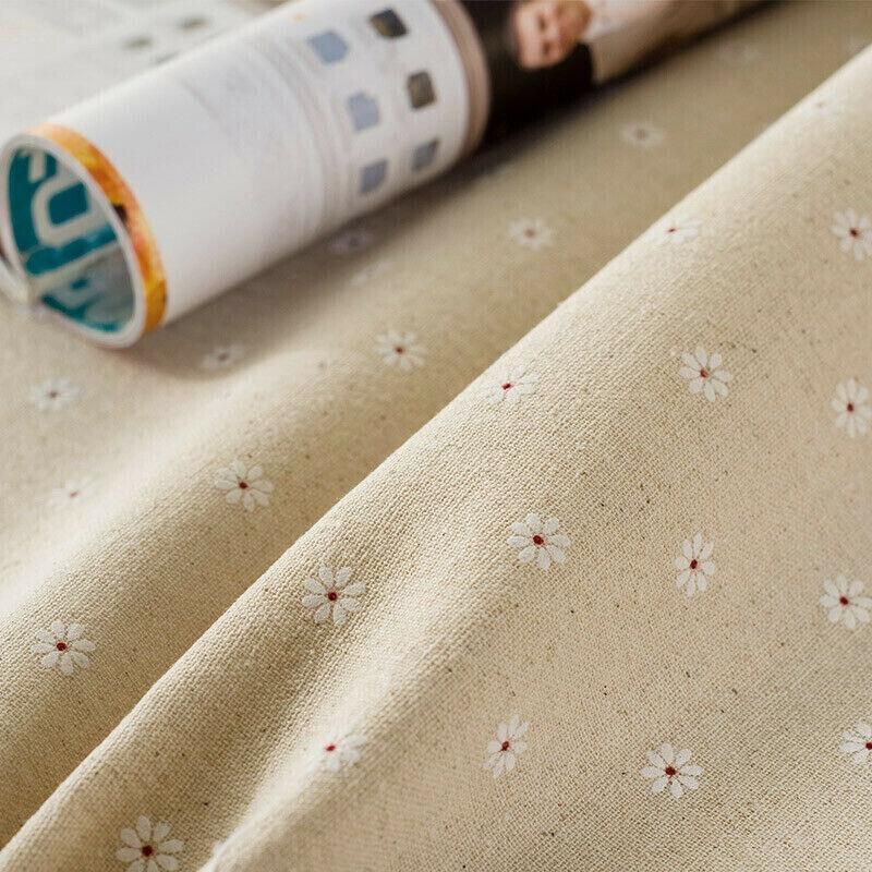 Floral Tablecloth with Lace Edge Cotton Linen Cover for Dining Table Square Rectangle - 90*90CM