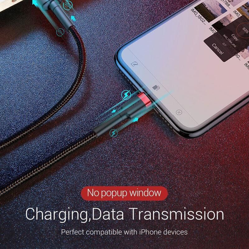 Grey Black Genuine BASEUS 2.4A USB to Lighting Charging Cable Cord for iPhone 13 12 Pro XS - 3 m