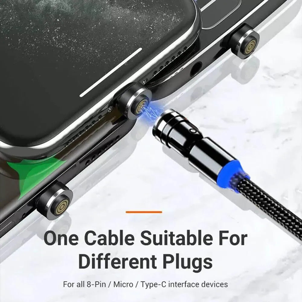 540 Degree Rotating Magnetic Charging Cable USB Data Cord for iPhone 1m 2m 3m - 3m
