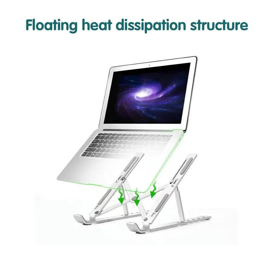 Adjustable Laptop Stand Portable Aluminum Alloy Desktop Holder for 11 to 17.3 Inch - Black