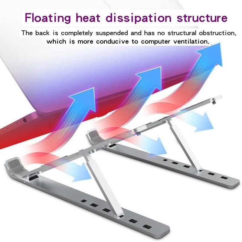 Adjustable Laptop Stand Portable Aluminum Alloy Desktop Holder for 11 to 17.3 Inch - Black