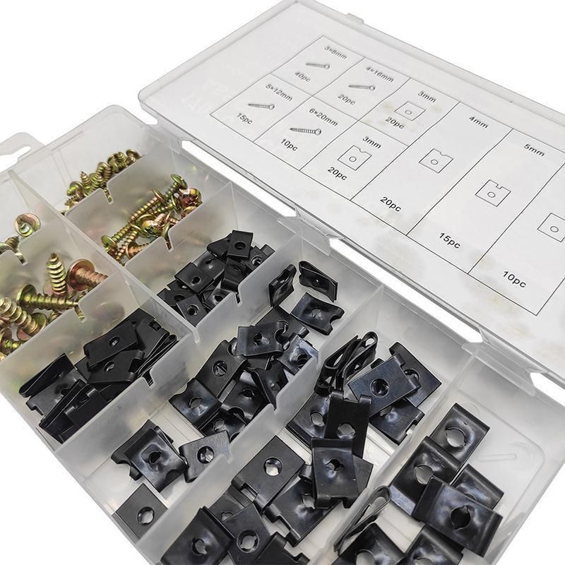 170X Universal Car U Clip Nut Screw Kit Vehicle Bumper Dash Door Panel Interior