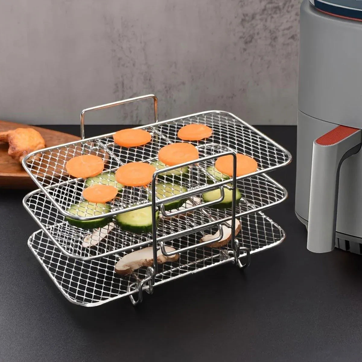 304 Stainless Steel Multi Layer Detachable Air Fryer Mesh Thickened Grill Shelf