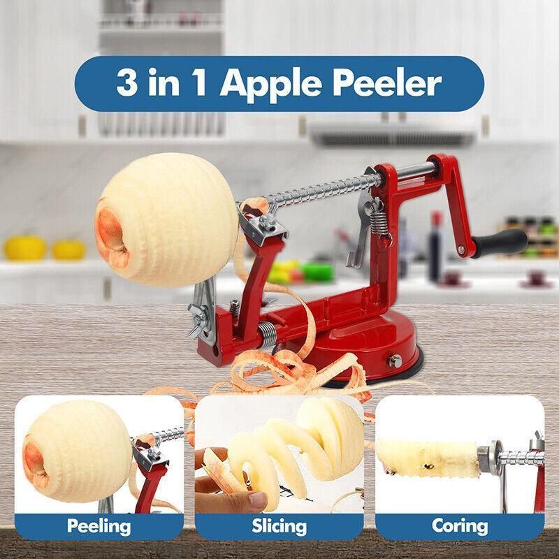 3 in 1 Manual Apple Peeler Corer Slicer Red Fruit Cutter for Kitchen Use