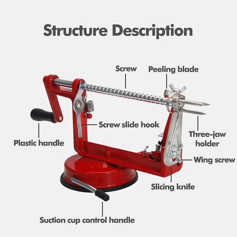 3 in 1 Manual Apple Peeler Corer Slicer Red Fruit Cutter for Kitchen Use