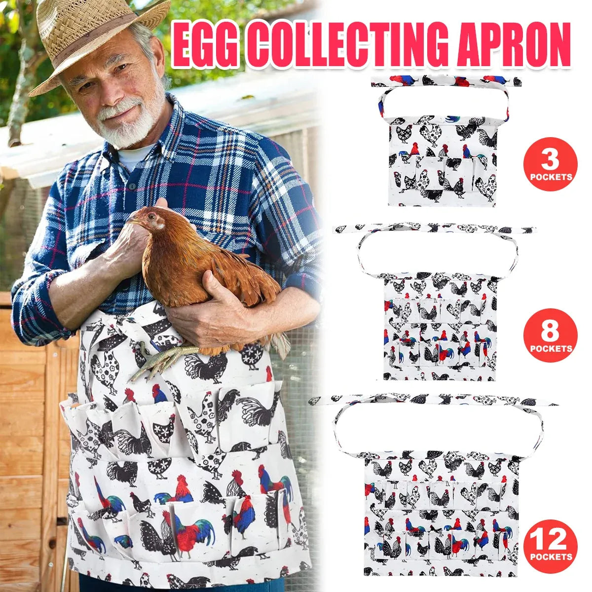 Chicken Egg Collecting Apron Farm Gathering Tool Pocket Storage Multiple Sizes AU - Large