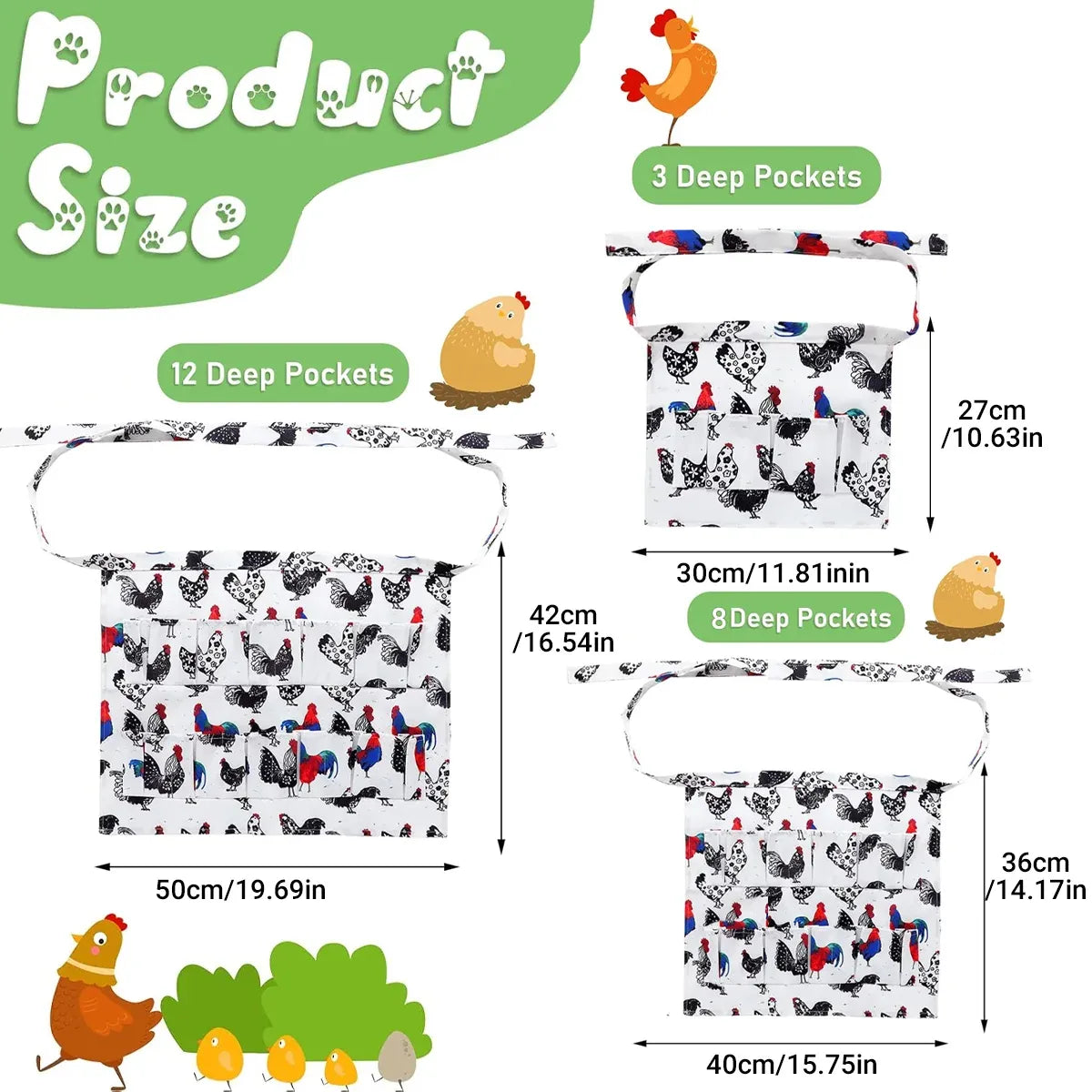 Chicken Egg Collecting Apron Farm Gathering Tool Pocket Storage Multiple Sizes AU - Large