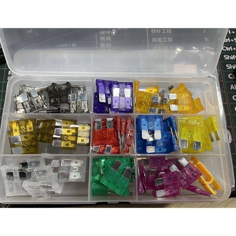 100PCS Standard Blade Auto Car Assorted Fuses Assortment Kits Sets 2A-35A With Box