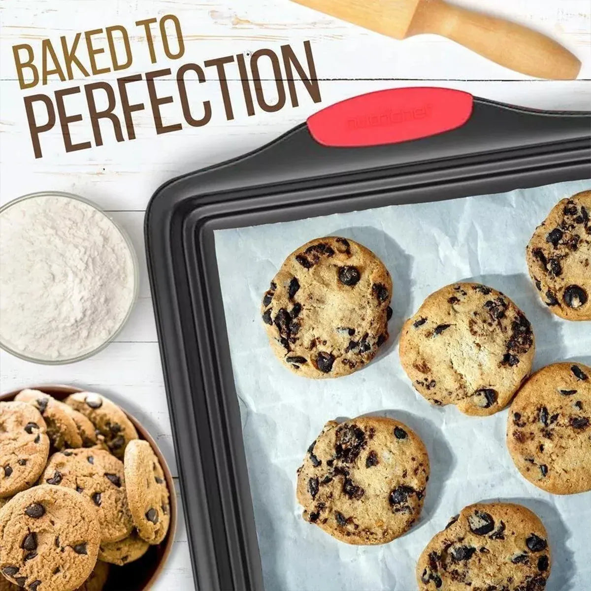 3PCS High Temp Non Stick Home Baking Tray Oven Safe Durable for Cakes Breads