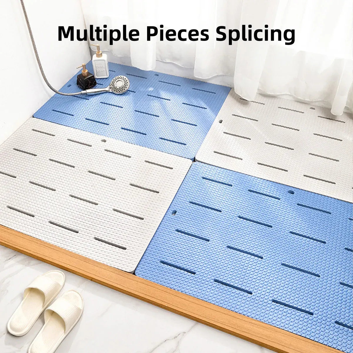 Bathroom Floor Mat Non Slip Shower Rug Soft Quick Dry Household Bath Carpet Mat - Blue