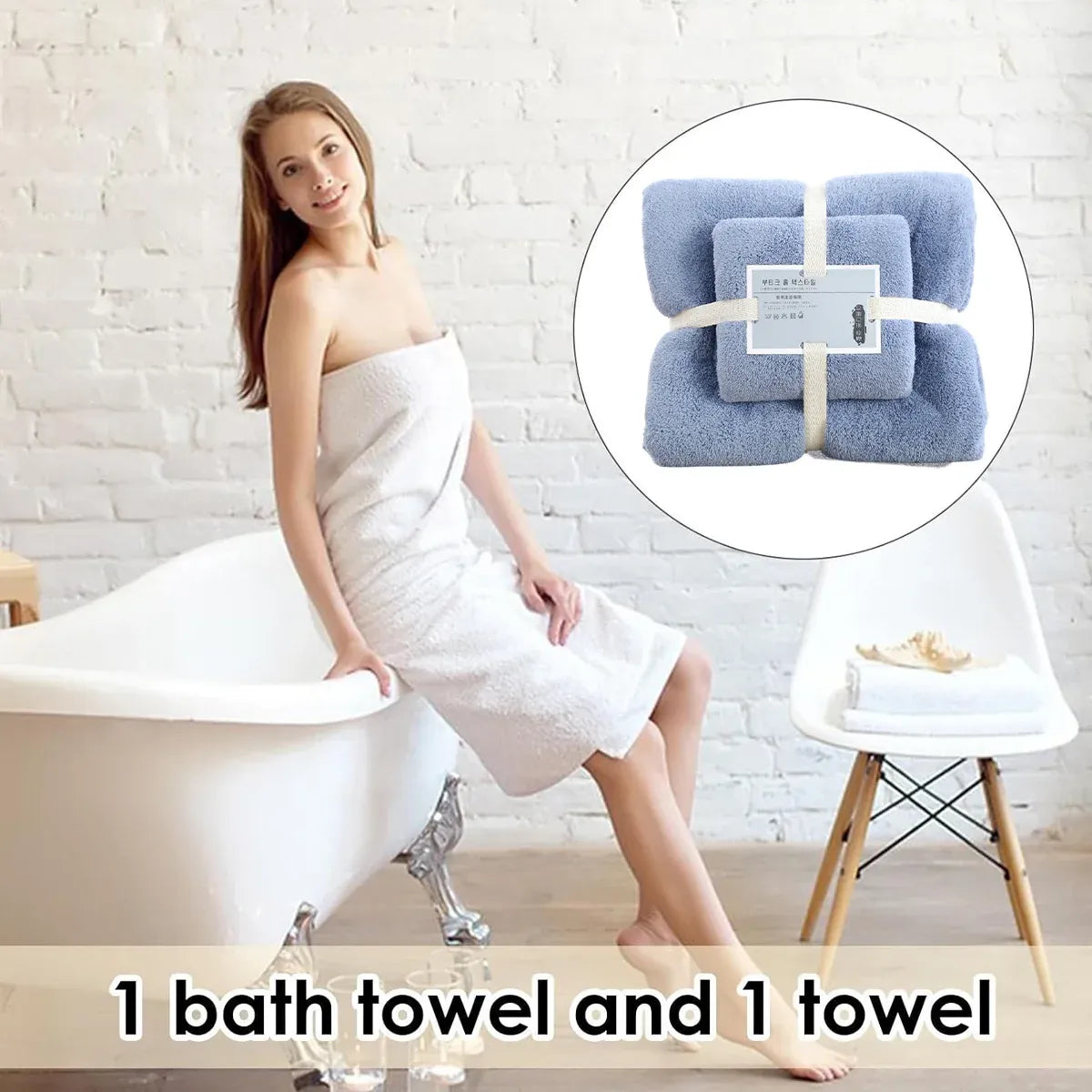 Coral Velvet Towel Set Bath Towels Soft Absorbent Quick Dry Face Hand Cloth Home - Blue