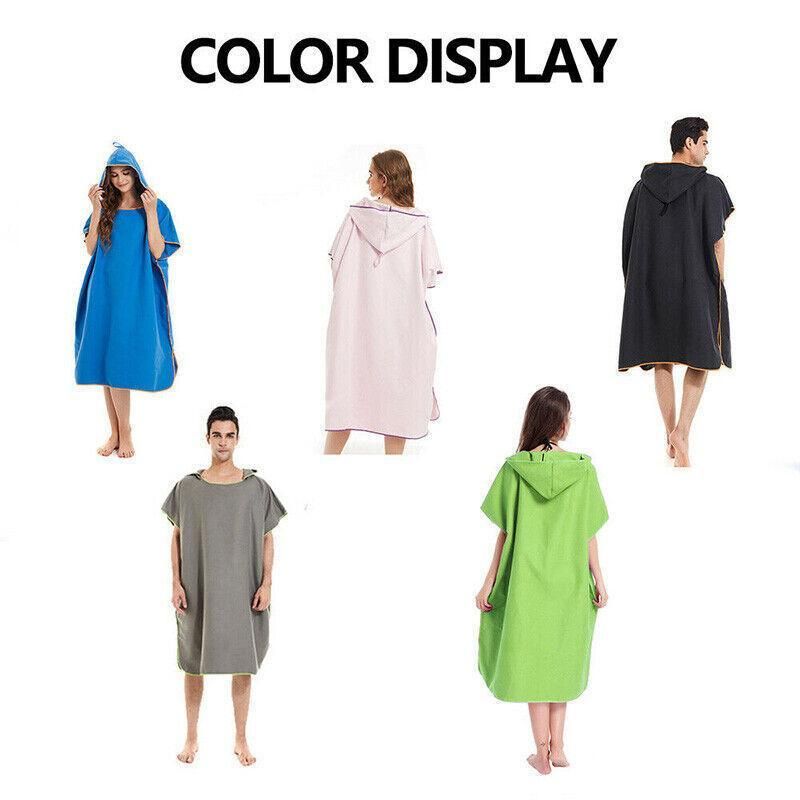 Adult Changing Robe Towel Bath Hooded Quick Dry Beach Towel Poncho Bathrobe Au