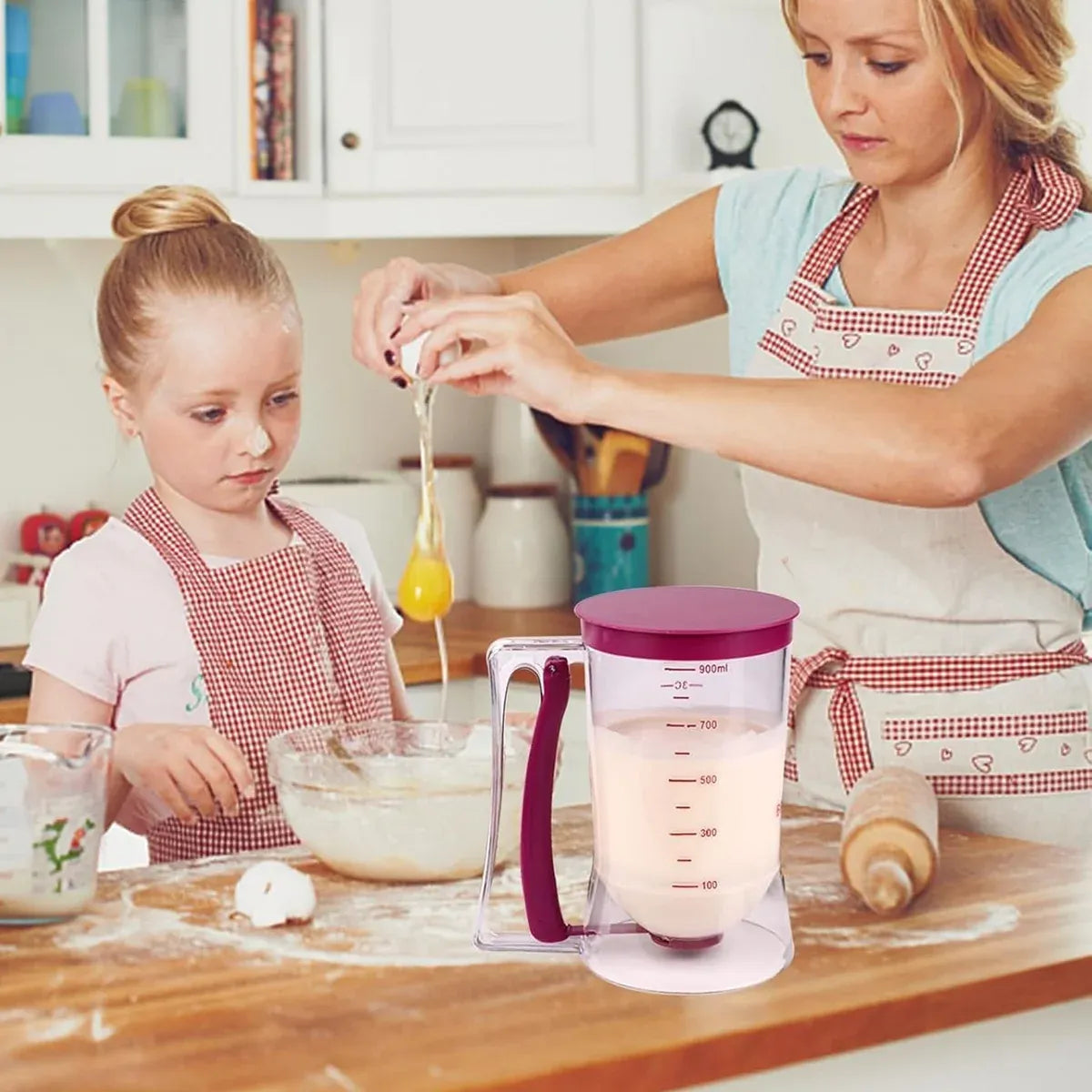 Batter Dispenser Measuring Cup Funnel Cake Cupcake Pancake Baking Tool - Purple
