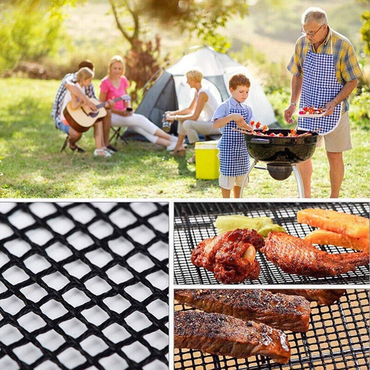 3/6/10PCS Non-Stick BBQ Grill Mat Mesh Liner Cooking Barbecue Sheet Baking Pad - 40X30cm-10PCS