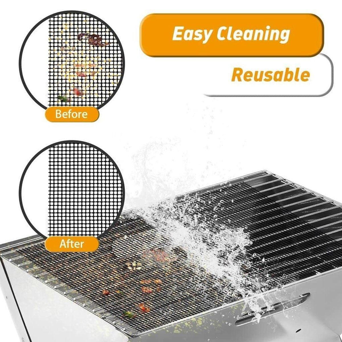 3/6/10PCS Non-Stick BBQ Grill Mat Mesh Liner Cooking Barbecue Sheet Baking Pad - 42X36cm-6PCS