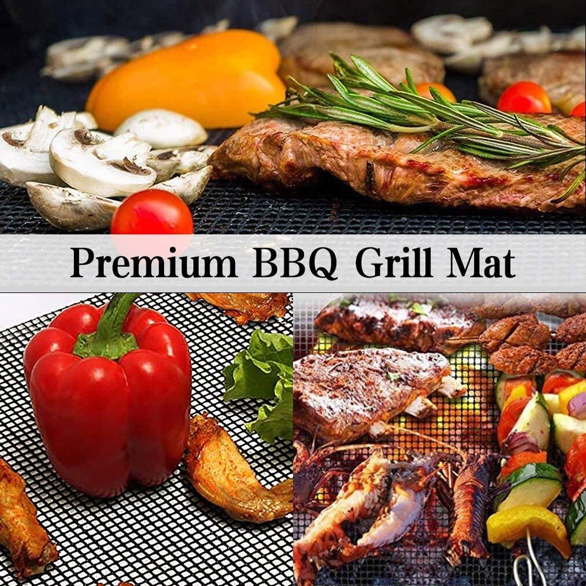 3/6/10PCS Non-Stick BBQ Grill Mat Mesh Liner Cooking Barbecue Sheet Baking Pad - 42X36cm-6PCS