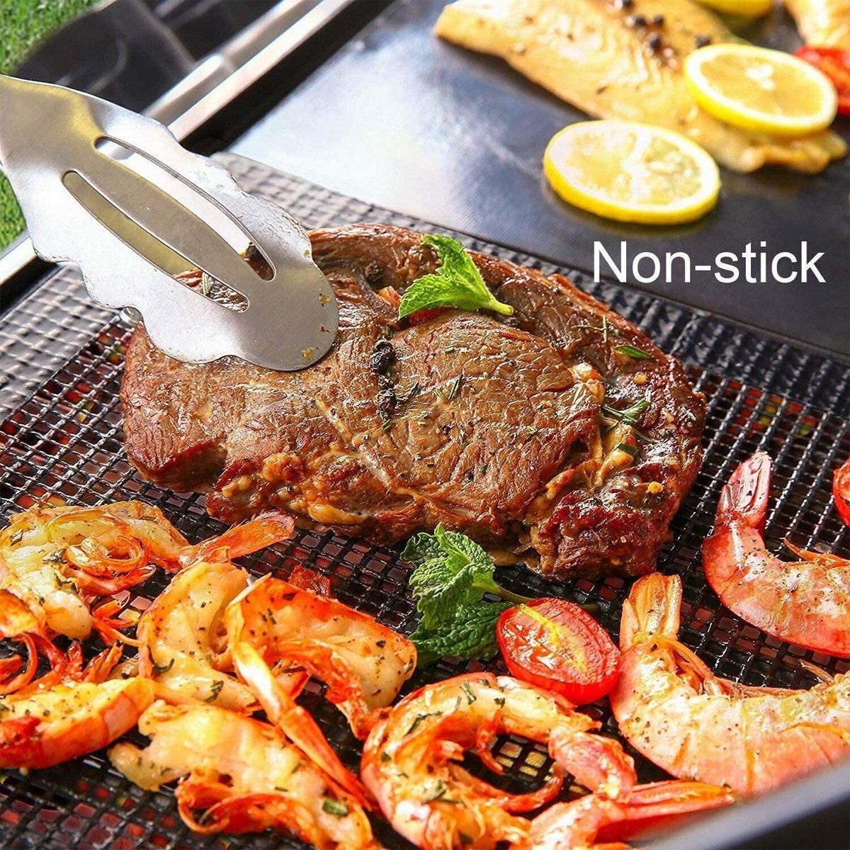 3/6/10PCS Non-Stick BBQ Grill Mat Mesh Liner Cooking Barbecue Sheet Baking Pad - 42X36cm-6PCS