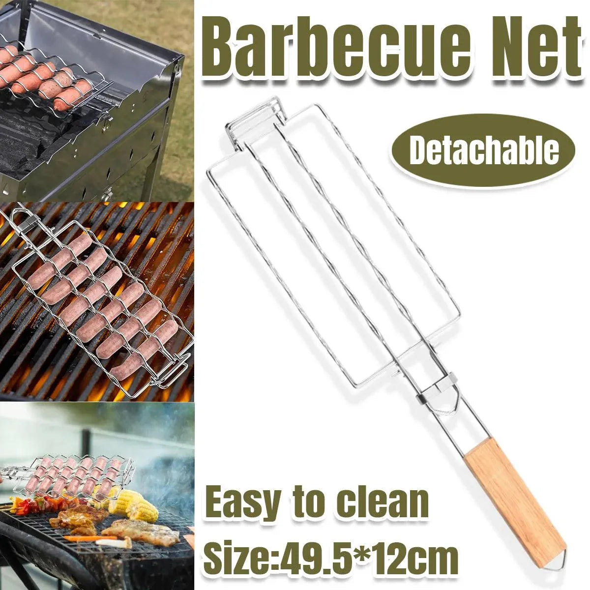 Portable Sausage Grill Net BBQ Tool Hot Dog Grill Holder Cooking Basket BBQ Rack