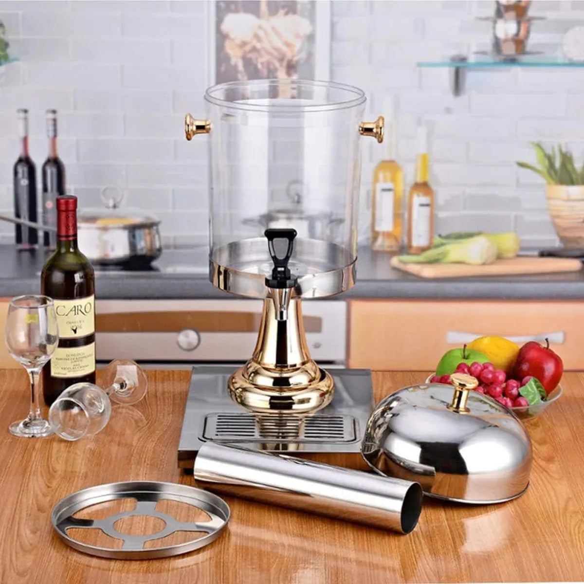 8L Stainless Steel Juice Dispenser Cold Beverage Coffee Milk Tea Machine - Golden