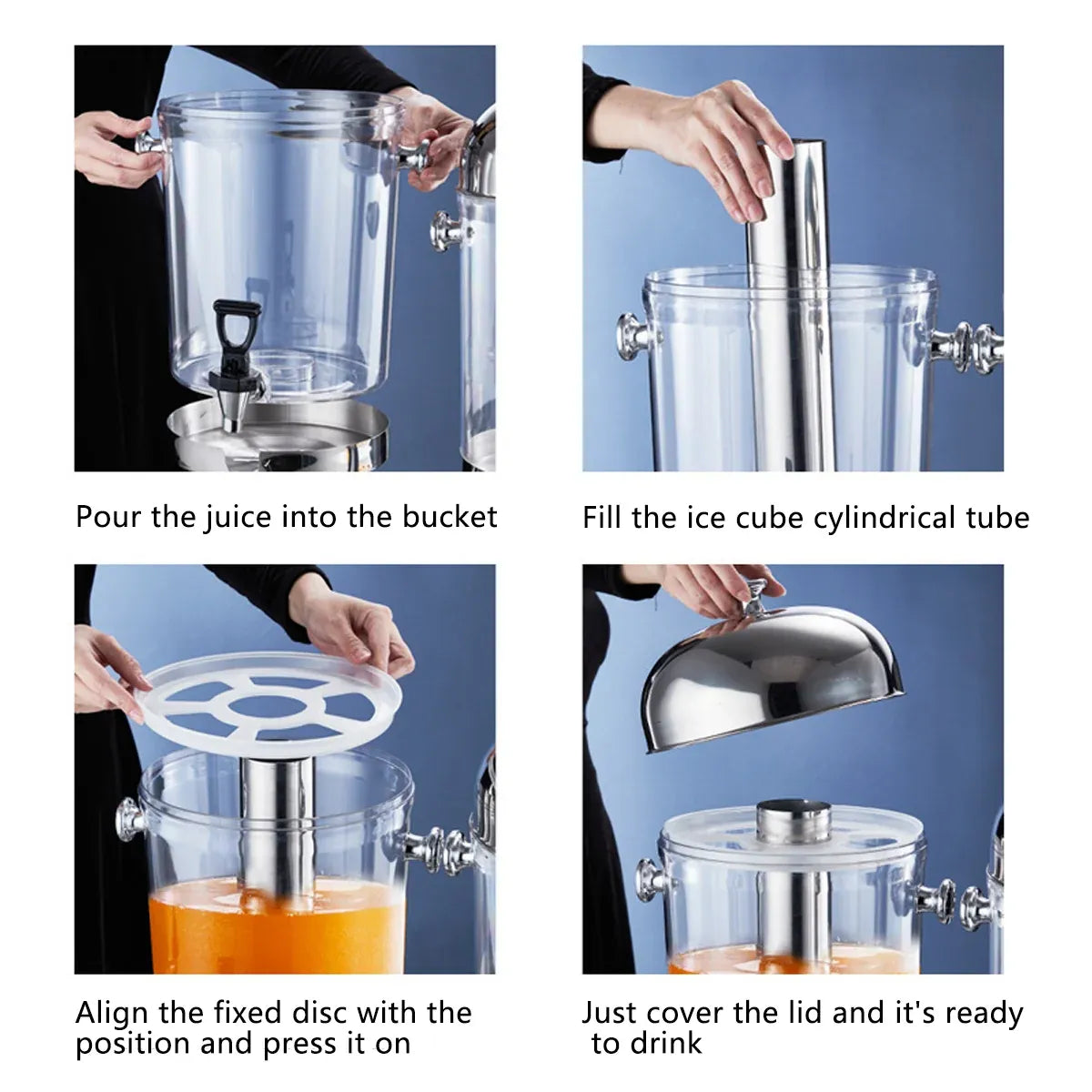 8L Stainless Steel Juice Dispenser Cold Beverage Coffee Milk Tea Machine - Golden