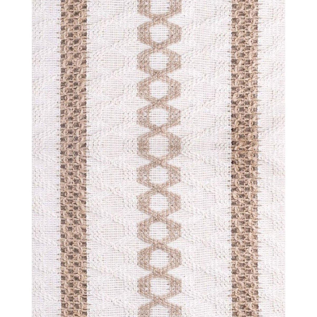 Cotton Linen Table Runner with Knot Tassel Bed End Towel Long Tablecloth Mat - Beige