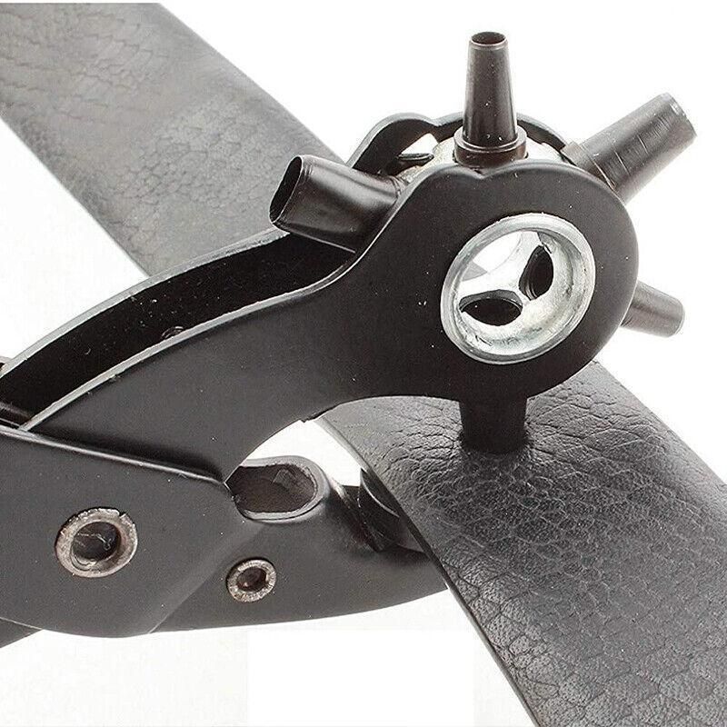 Heavy Duty Leather Hole Punch Tool with 6 Size Revolving Head for Belt and Fabric