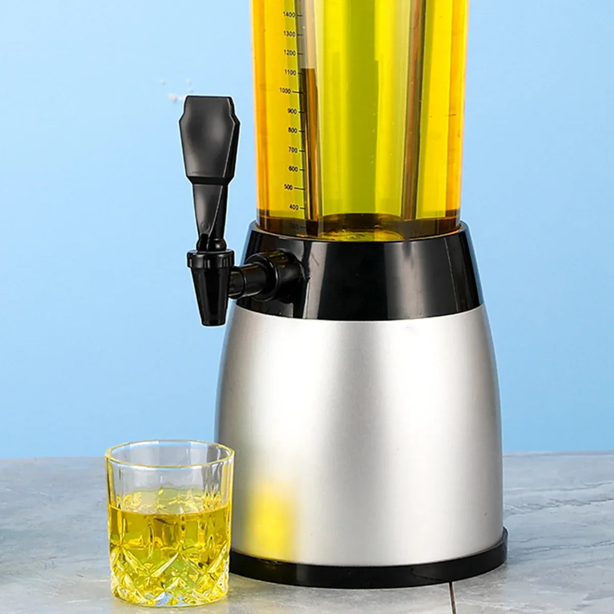2.5L Beer Tower Beverage Dispenser Clear for Bar Party Home KTV Drink Serving - Black