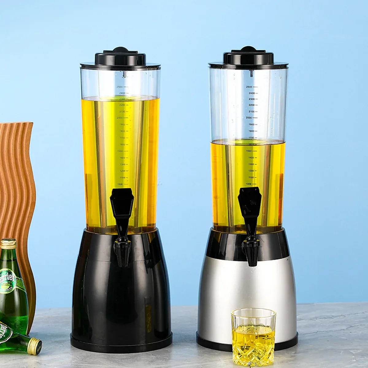 2.5L Beer Tower Beverage Dispenser Clear for Bar Party Home KTV Drink Serving - Black