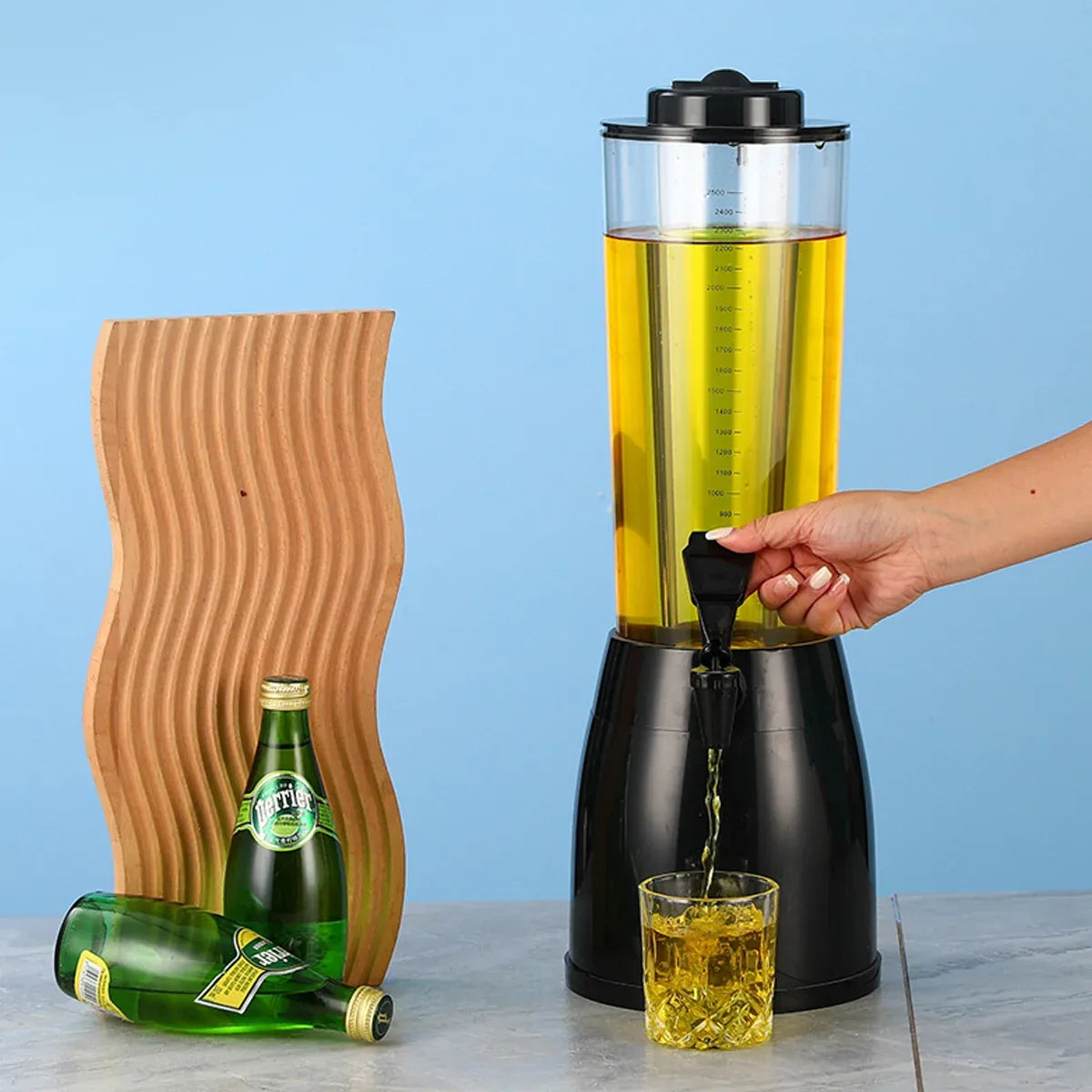 2.5L Beer Tower Beverage Dispenser Clear for Bar Party Home KTV Drink Serving - Black