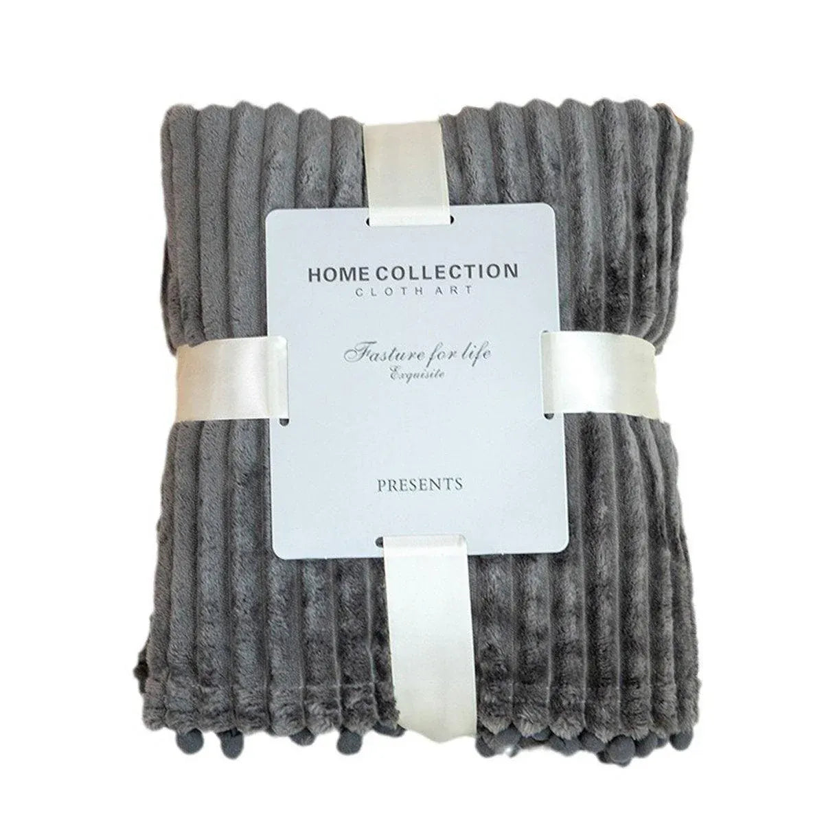 Grey Flannel Stripe Blanket Nap Lounge Throw For Sofa Cover Warm Bed Blanket