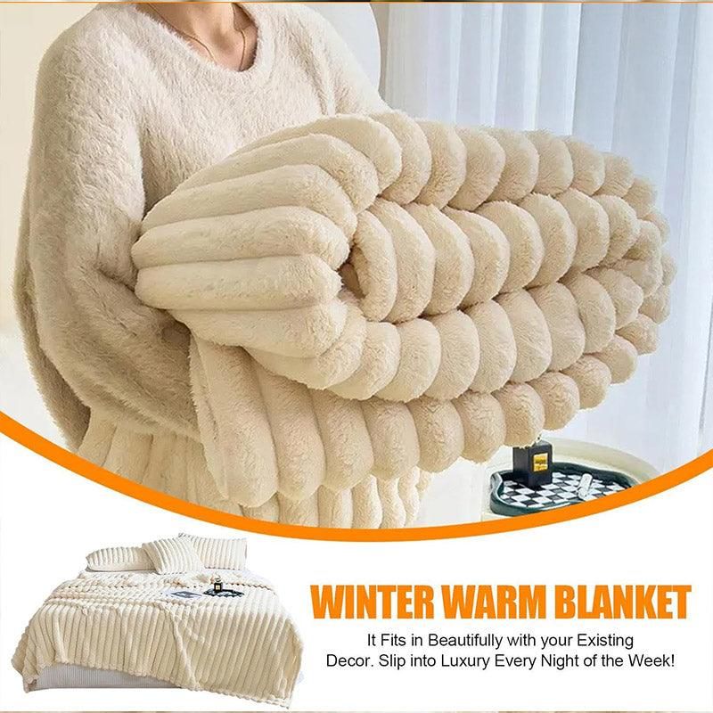 Plush Blanket Leisure Blanket Autumn Winter Warm Nap Throw Soft Cozy - Khaki-100x150cm