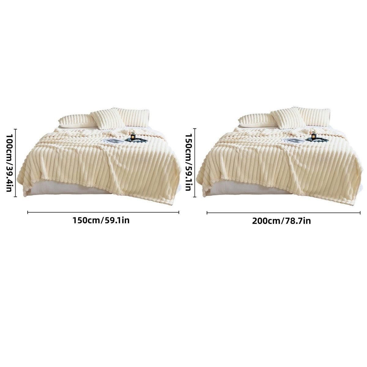 Plush Blanket Leisure Blanket Autumn Winter Warm Nap Throw Soft Cozy - White-100x150cm