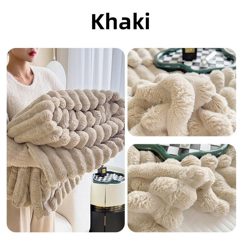 Plush Blanket Leisure Blanket Autumn Winter Warm Nap Throw Soft Cozy - White-100x150cm