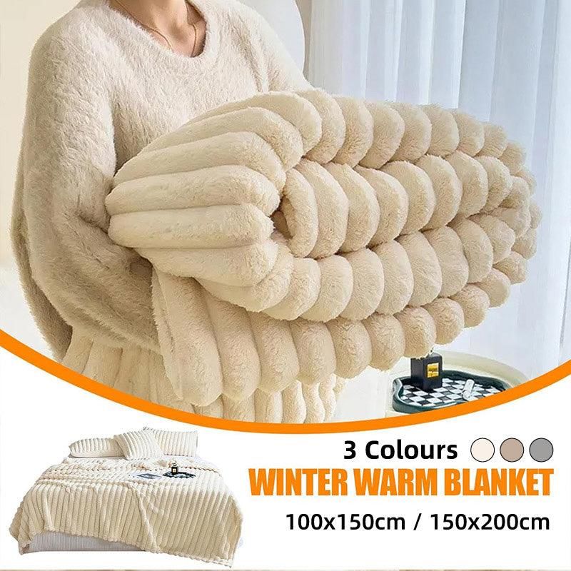 Plush Blanket Leisure Blanket Autumn Winter Warm Nap Throw Soft Cozy - White-150x200cm