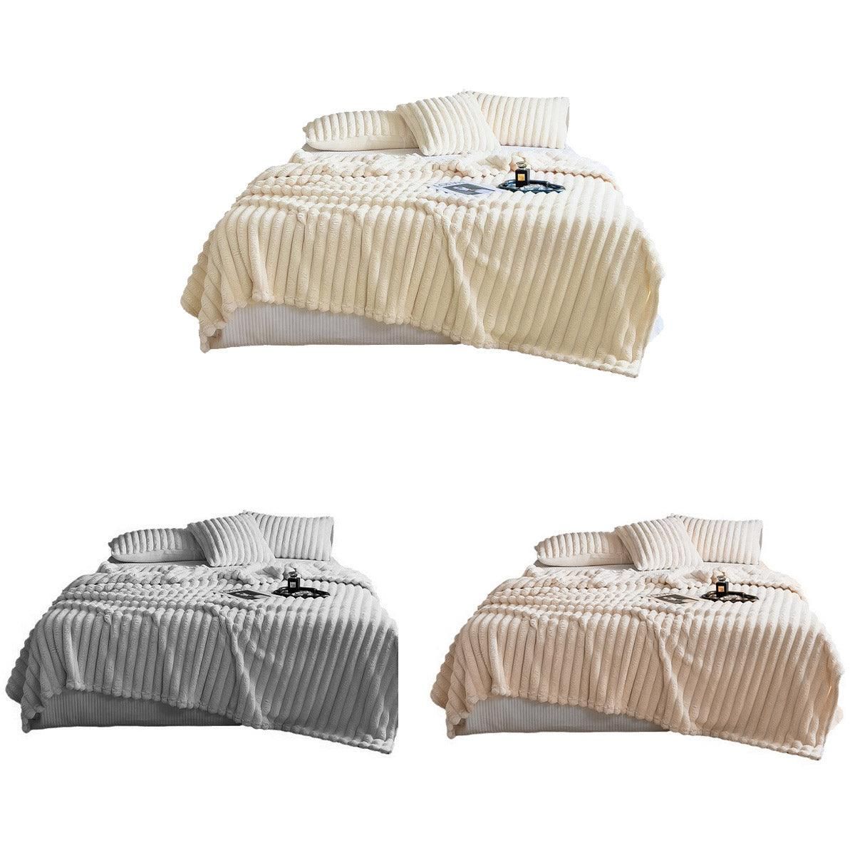 Plush Blanket Leisure Blanket Autumn Winter Warm Nap Throw Soft Cozy - White-150x200cm