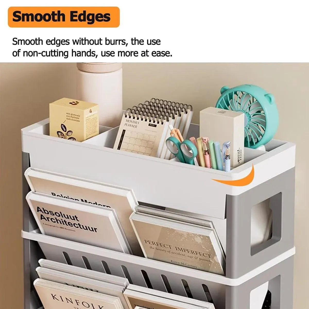 Rolling Storage Cart Slim Magazine File Organiser 76cm Desk Trolley