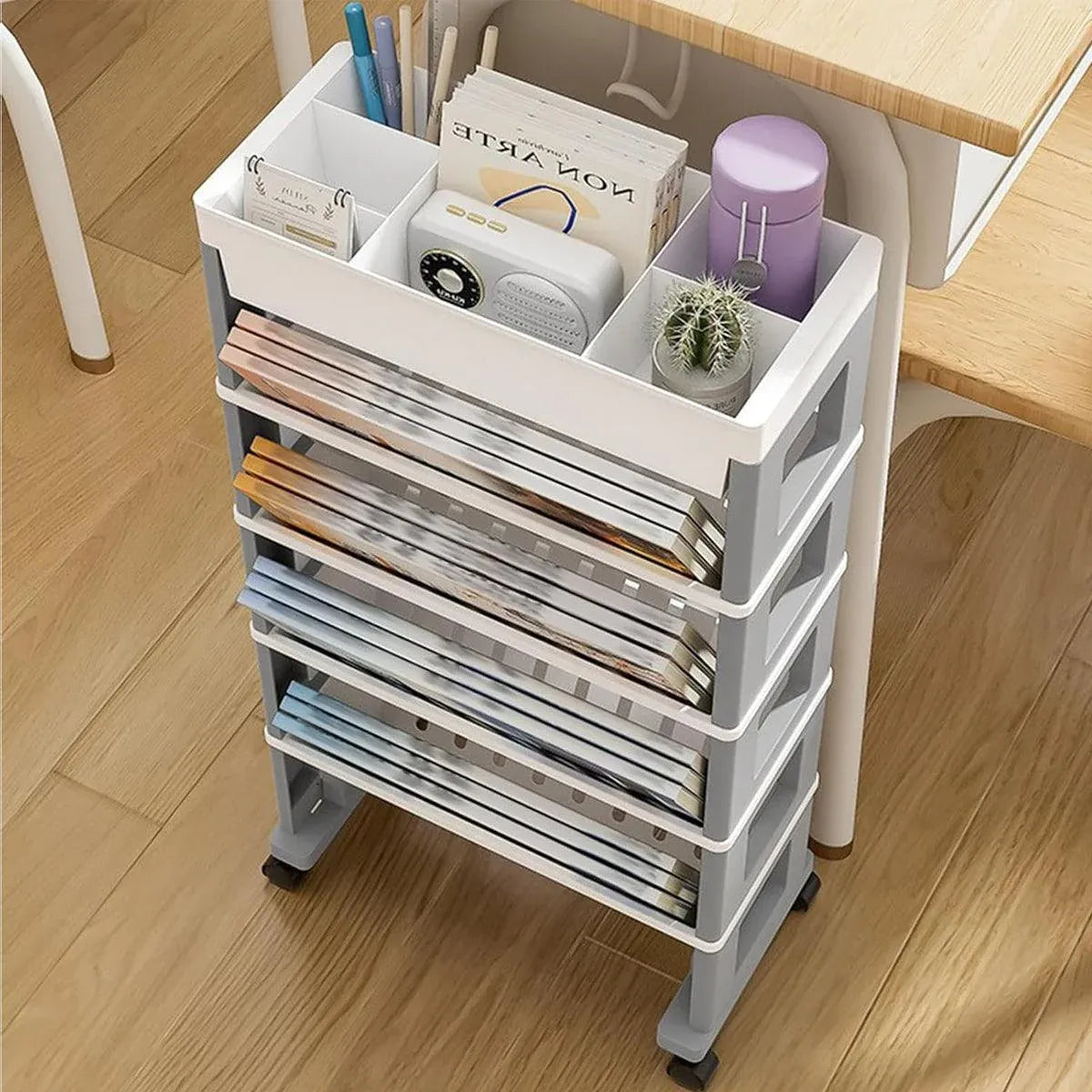 Rolling Storage Cart Slim Magazine File Organiser 76cm Desk Trolley
