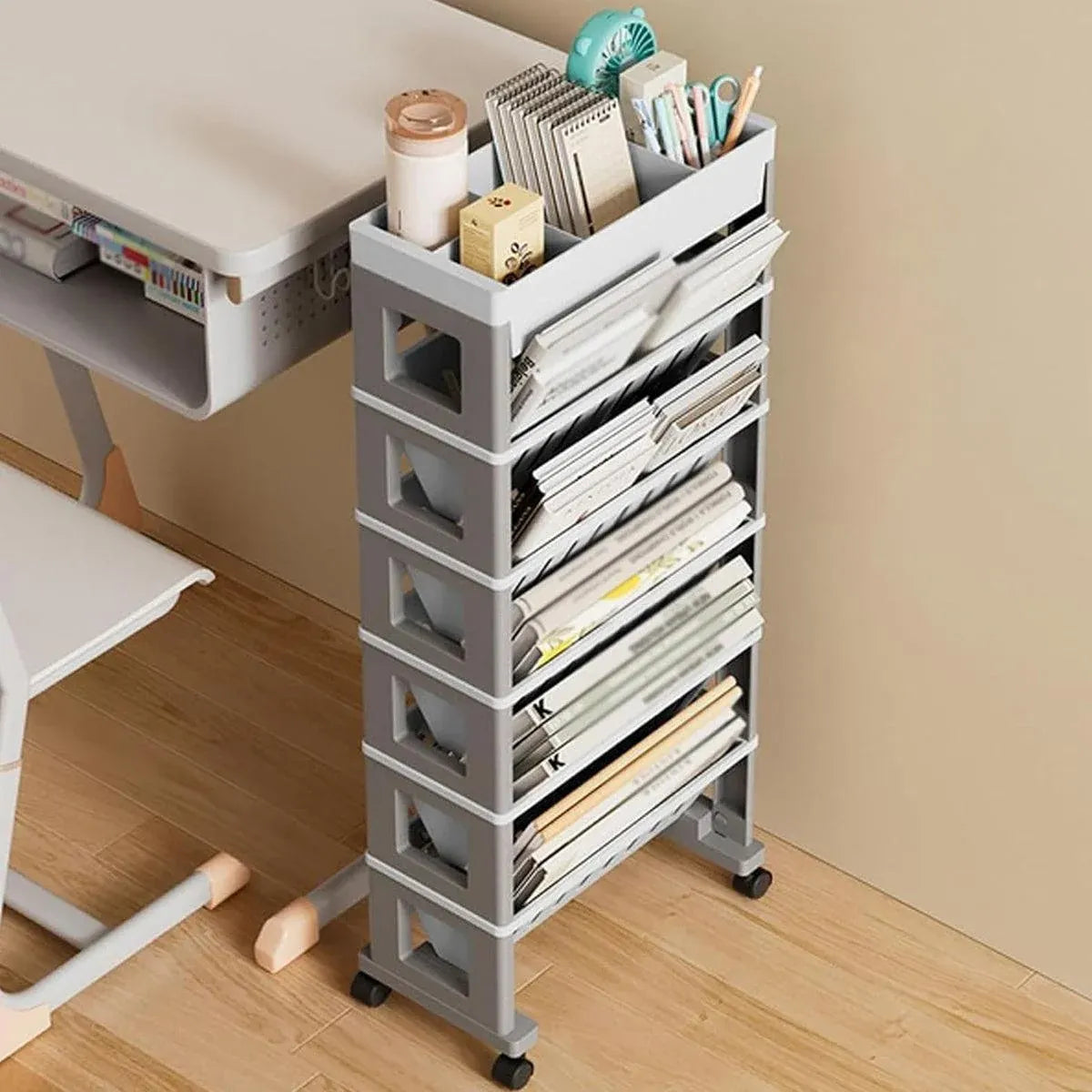 Rolling Storage Cart Slim Magazine File Organiser 76cm Desk Trolley