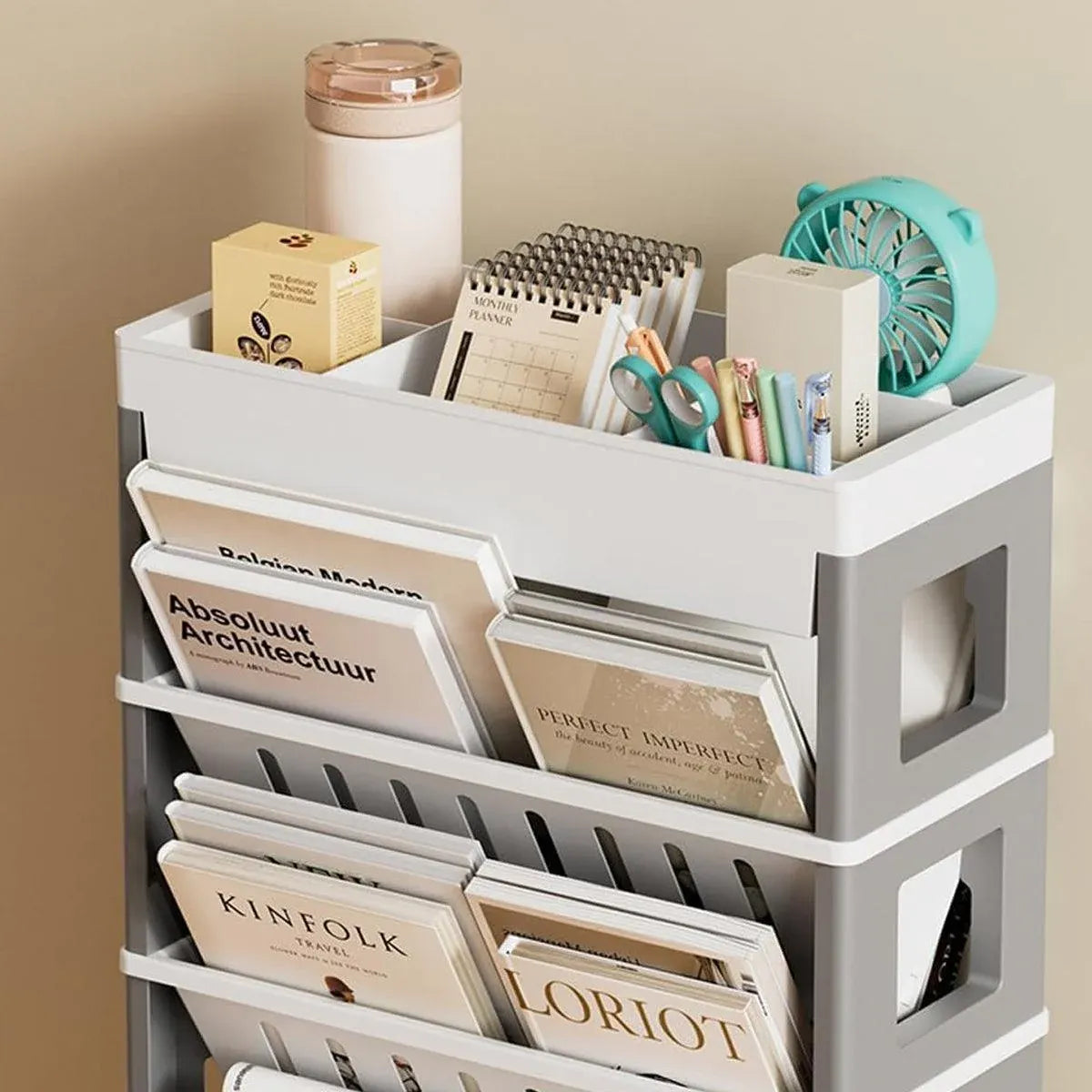Rolling Storage Cart Slim Magazine File Organiser 76cm Desk Trolley
