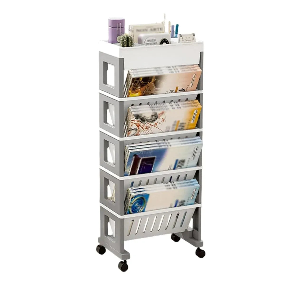 Rolling Storage Cart Slim Magazine File Organiser 76cm Desk Trolley