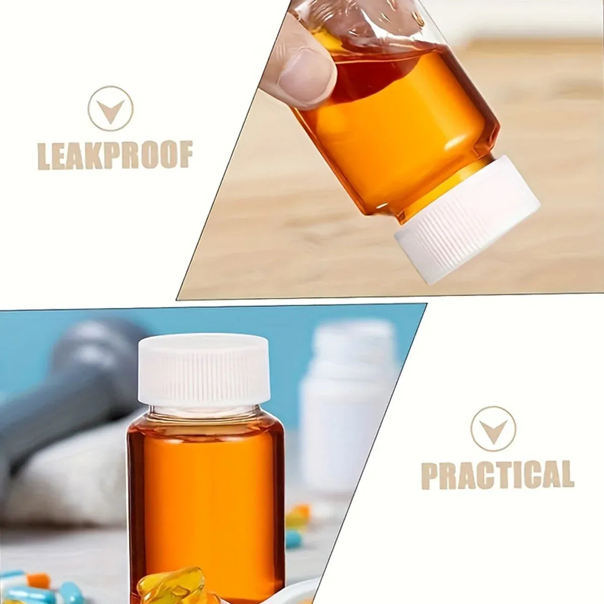 100Pcs Wide Mouth Clear Plastic Bottle with Lid 50/100ml Leakproof Storage Jars - 100ML