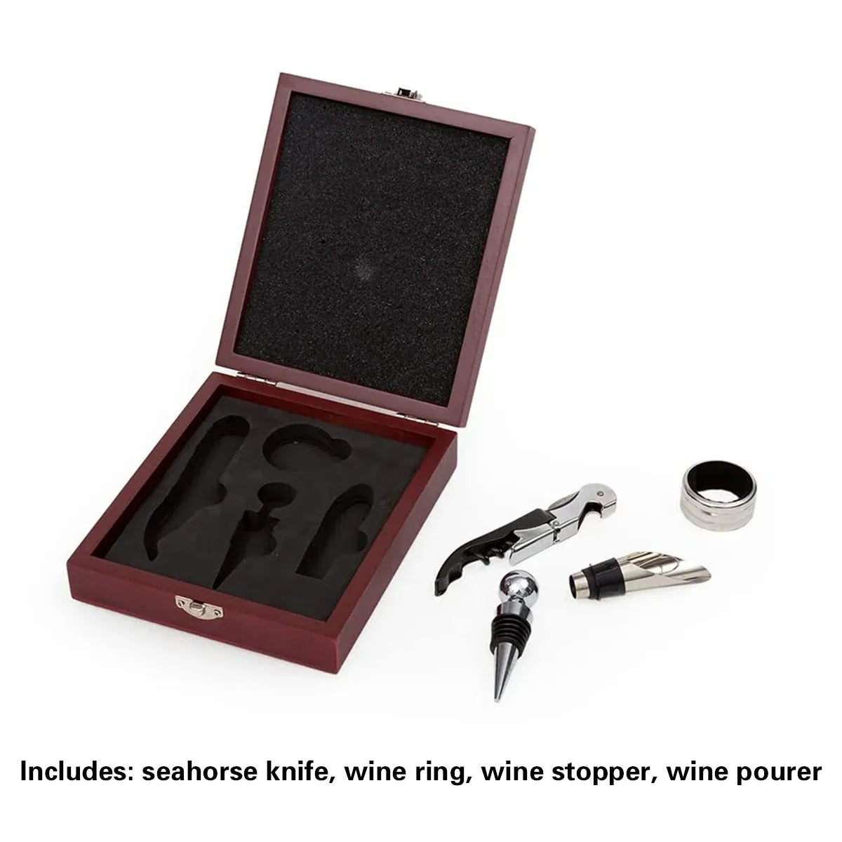 4PCS Wine Opener Set Stainless Steel Durable for Home Bar Wine Lovers Gifts - Red