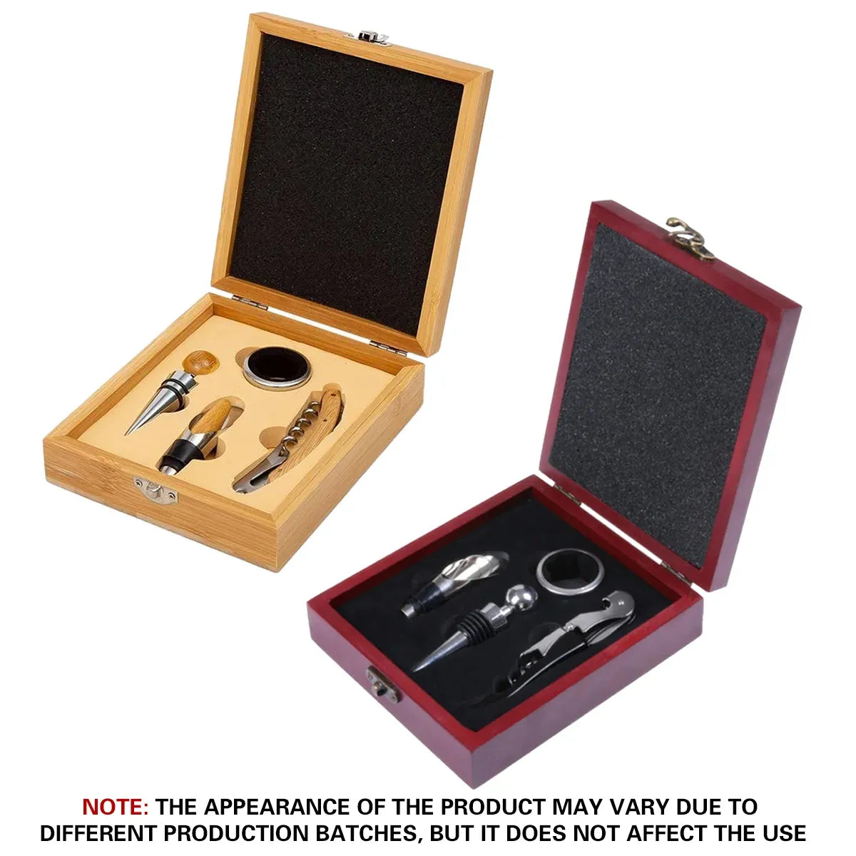 4PCS Wine Opener Set Stainless Steel Durable for Home Bar Wine Lovers Gifts - Red