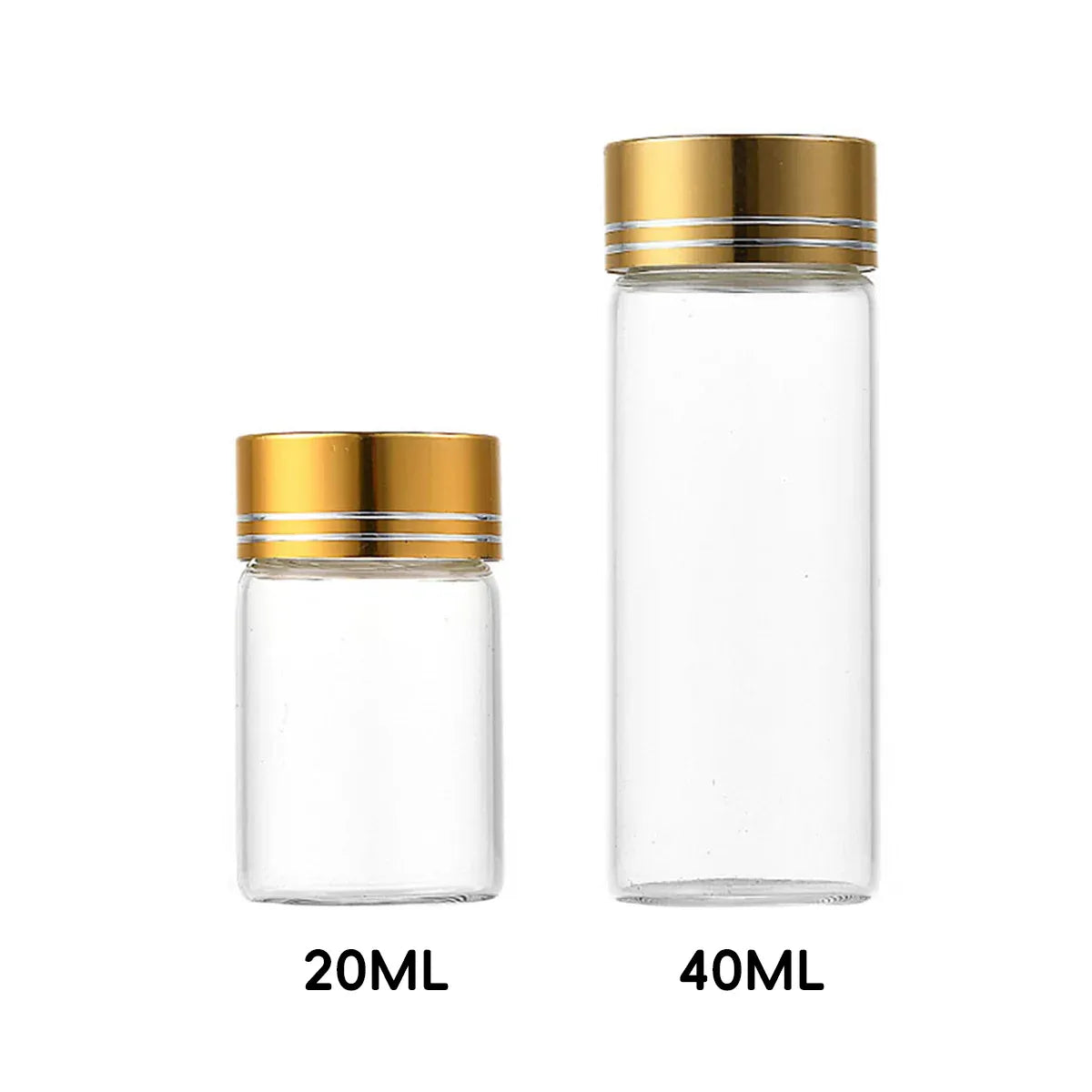 40Pcs Transparent Glass Bottle Airtight Seal Leakproof Small Items Storage Jars - 40ML